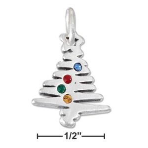 Christmas Tree SS Charm Necklace Swarovski Crystal Ornaments